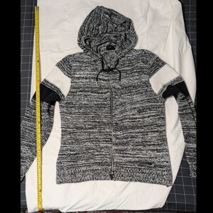 Armani Exchange Black and White Zip-Up Sweater